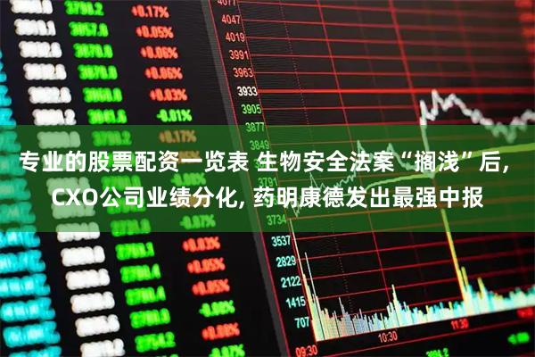 专业的股票配资一览表 生物安全法案“搁浅”后, CXO公司业绩分化, 药明康德发出最强中报