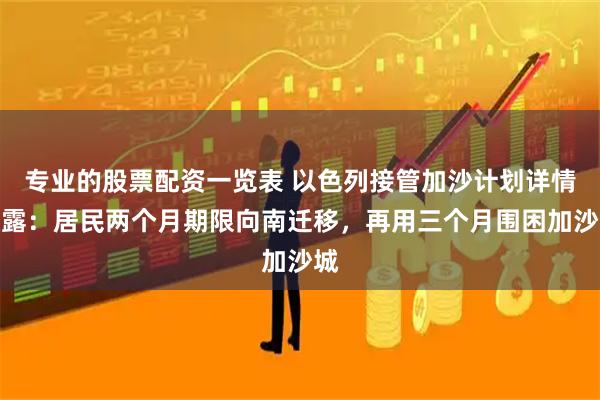专业的股票配资一览表 以色列接管加沙计划详情披露：居民两个月期限向南迁移，再用三个月围困加沙城